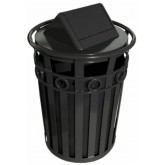 WITT Oakley Collection Decorative Outdoor Waste Receptacle with Swing Top - 40 Gallon, Black